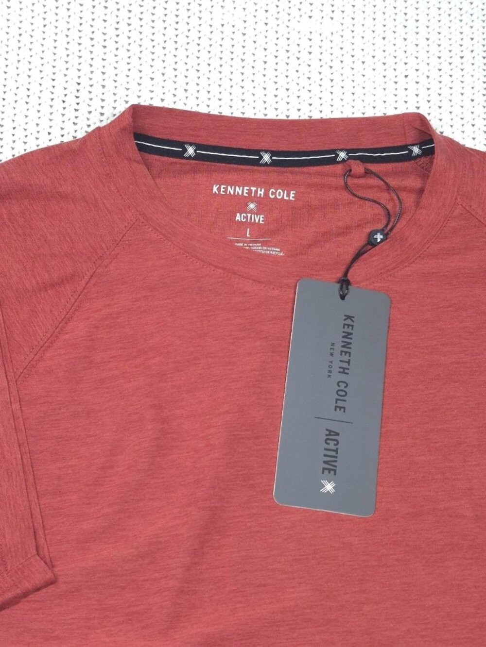 Kenneth Cole Mens Active Workout Wear Shirt Sz. L Rococco Heather Stretch Soft